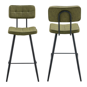 Lot de 2 tabourets de bar en simili vert FERNAND