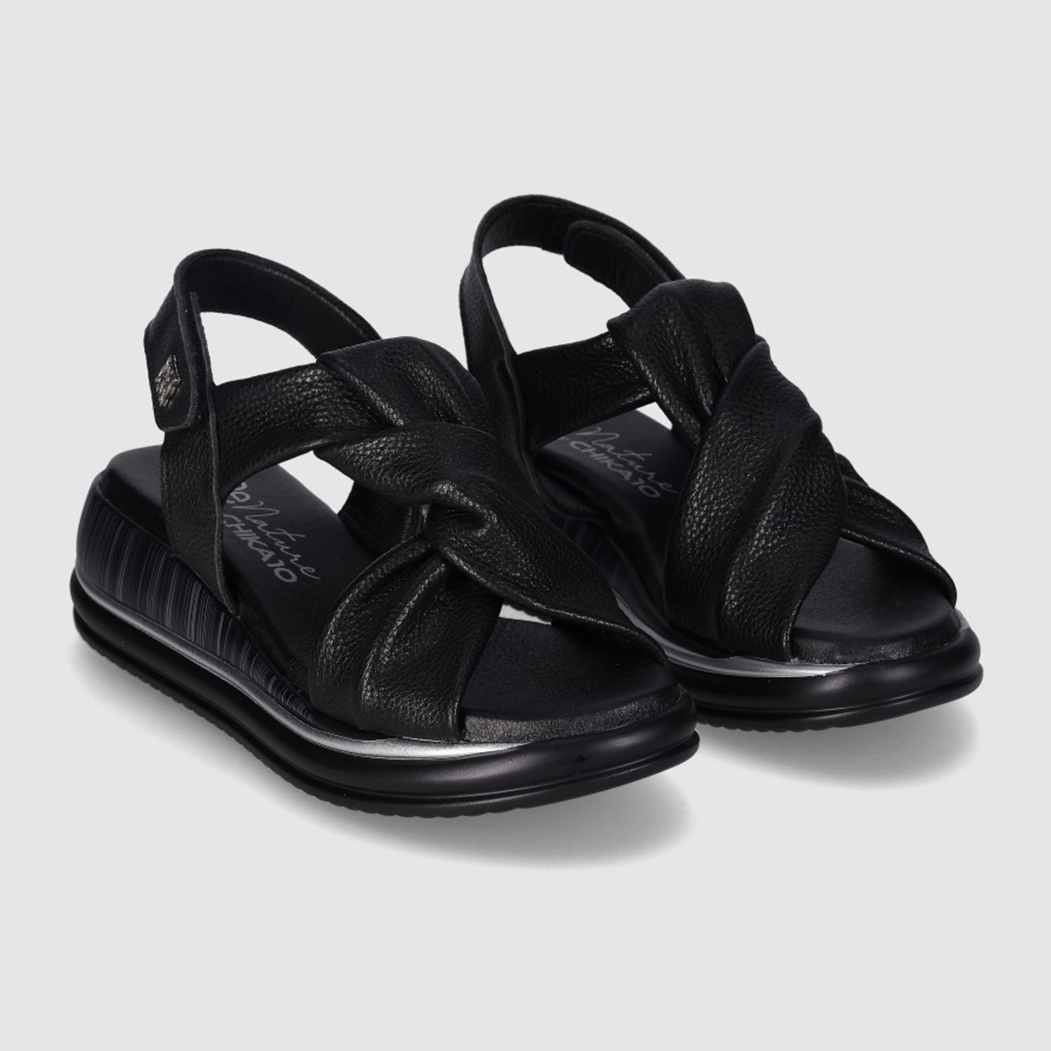 Sandalias de Piel - Negro - Tacón: 4 cm