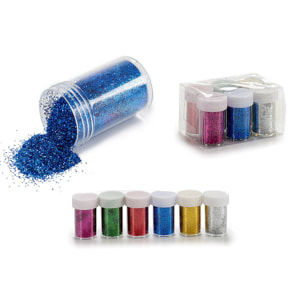 Set di 6 barattoli glitter metallici 12 g.