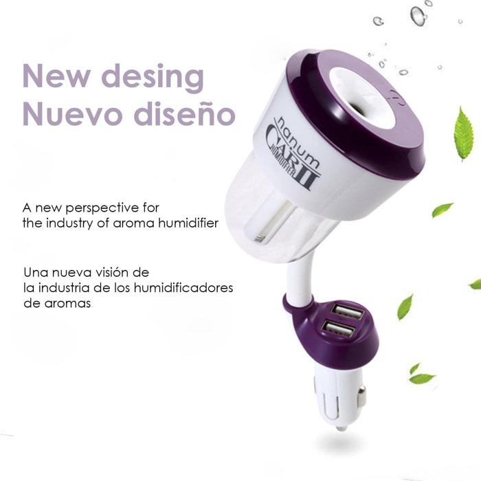 Humidificador con aroma para coches con cargador USB