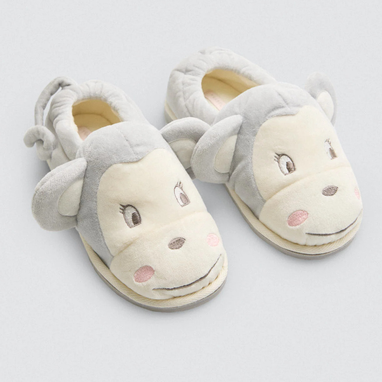 Pantofole per bambini con scimmietta e orecchie 3D