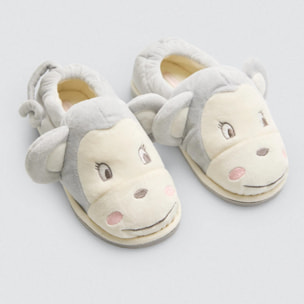 Pantofole per bambini con scimmietta e orecchie 3D