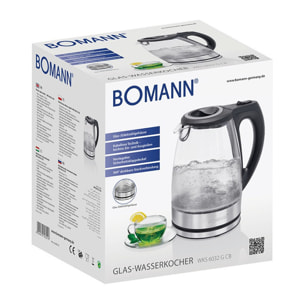 Bouilloire électrique en verre 1,5L 2200W Bomann WKS 6032 G CB