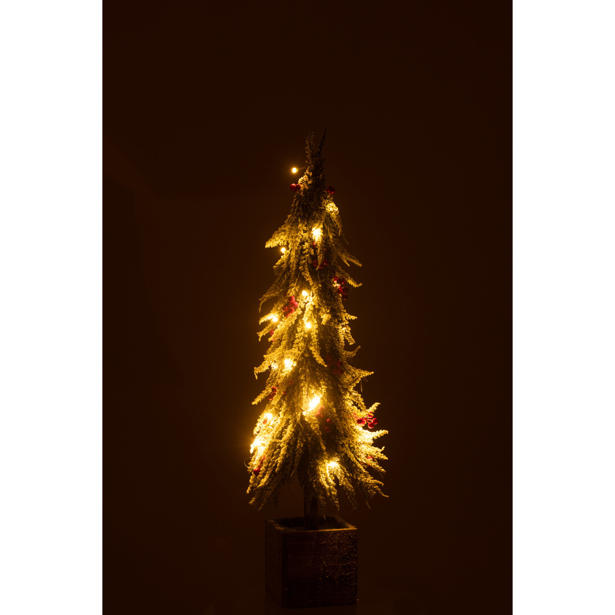 J-Line sapin De Noel - plastique - neige - vert/rouge - large - LED