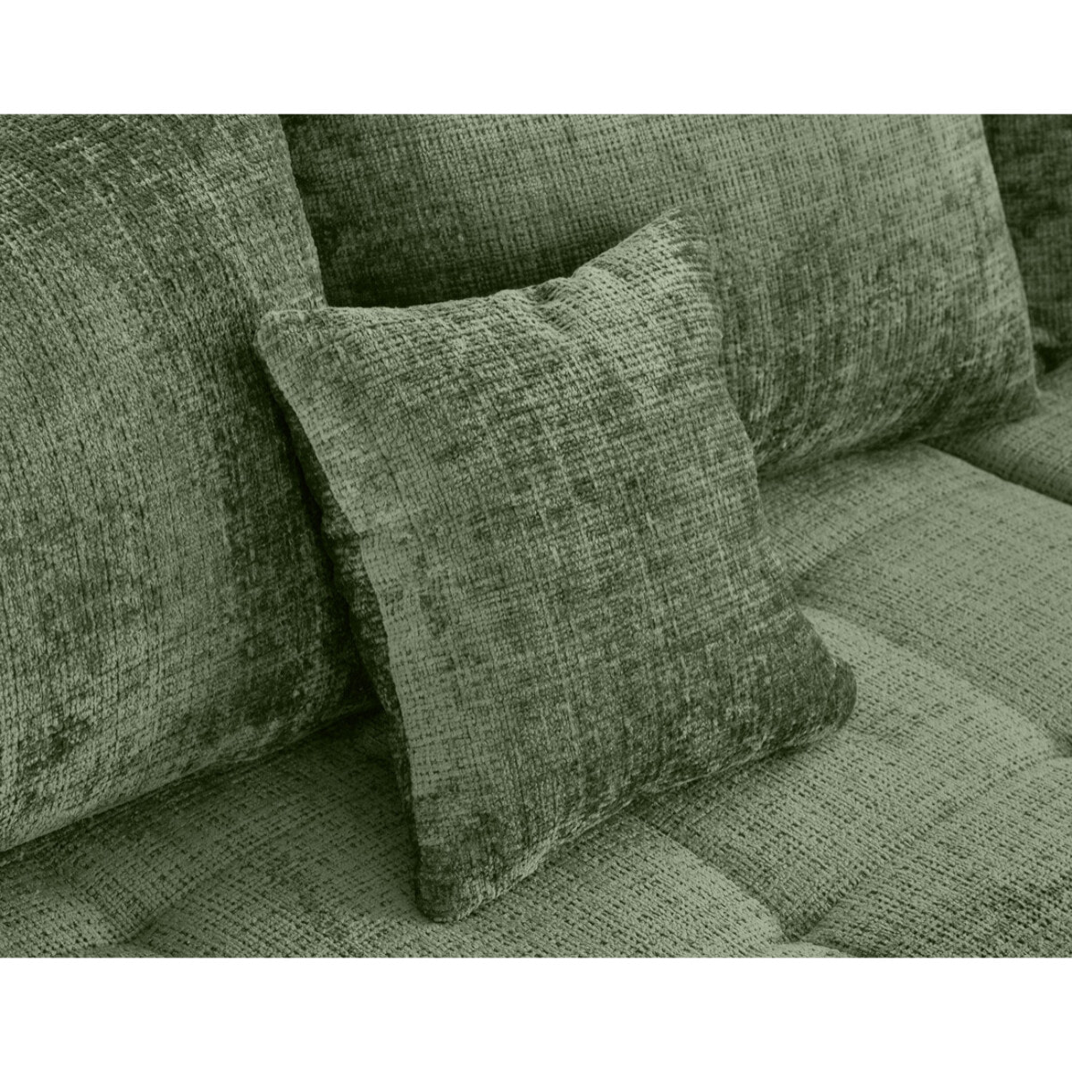 Rune - canapé panoramique d'angle droit 7 places en velours texturé - Vert sauge