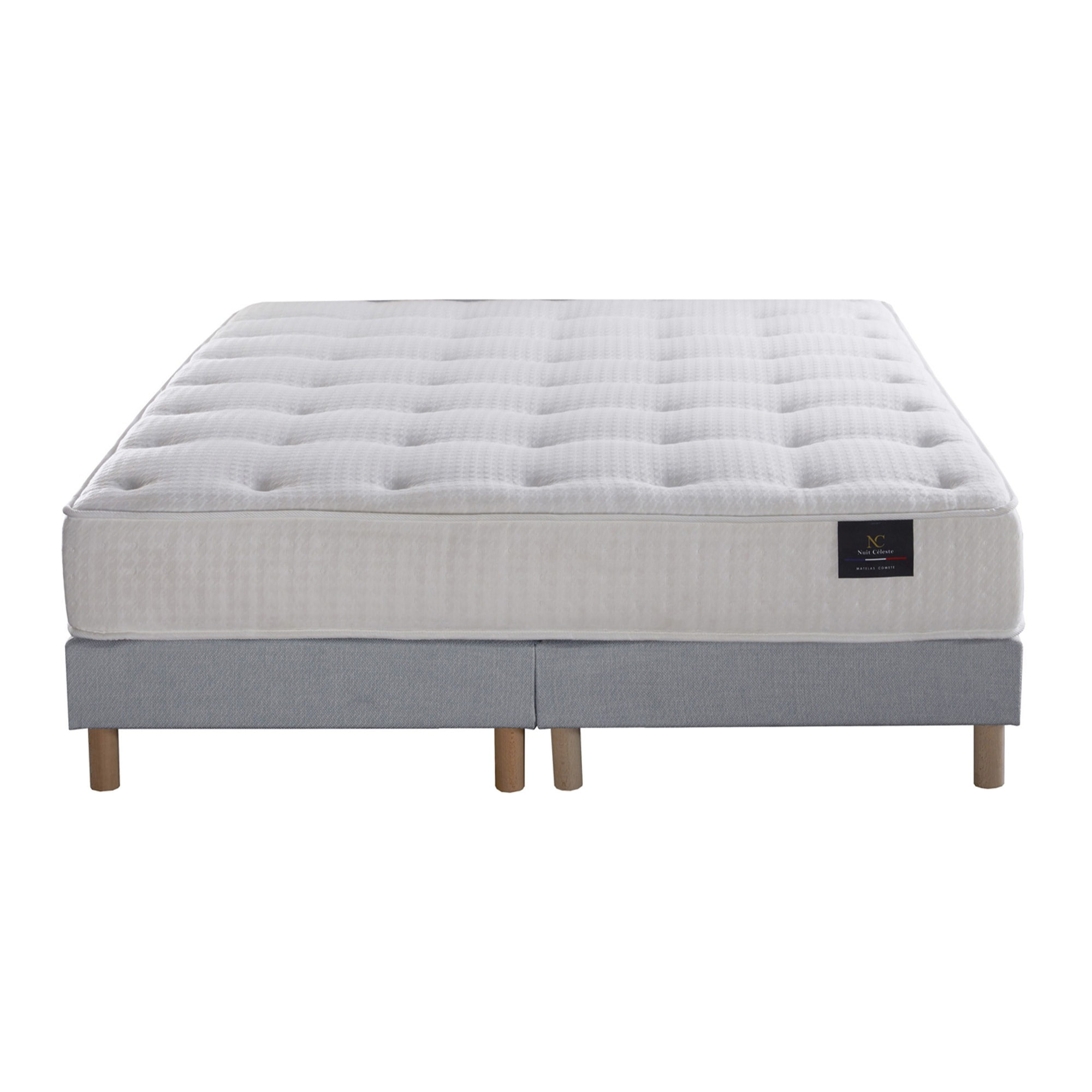 Ensemble Comète - Matelas ressorts ensachés - Sommier Bleu Ciel