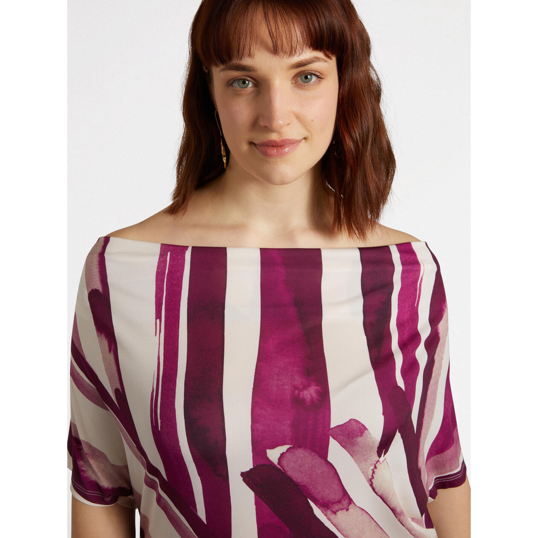 Fiorella Rubino - Vestido estampado con escote suave - Burgundy