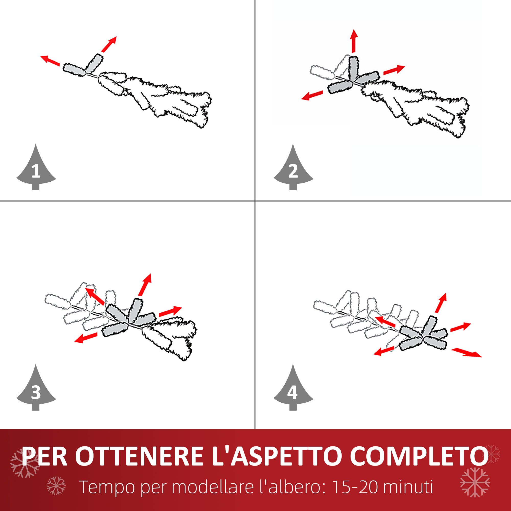 HOMCOM Albero di Natale Innevato da 180 cm con 630 Rami e 37 Pigne, in Plastica e Metallo, Verde e Bianco