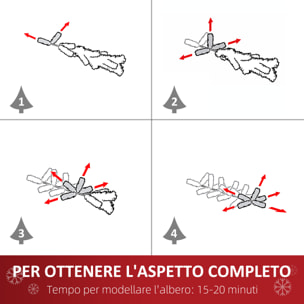 HOMCOM Albero di Natale Innevato da 180 cm con 630 Rami e 37 Pigne, in Plastica e Metallo, Verde e Bianco