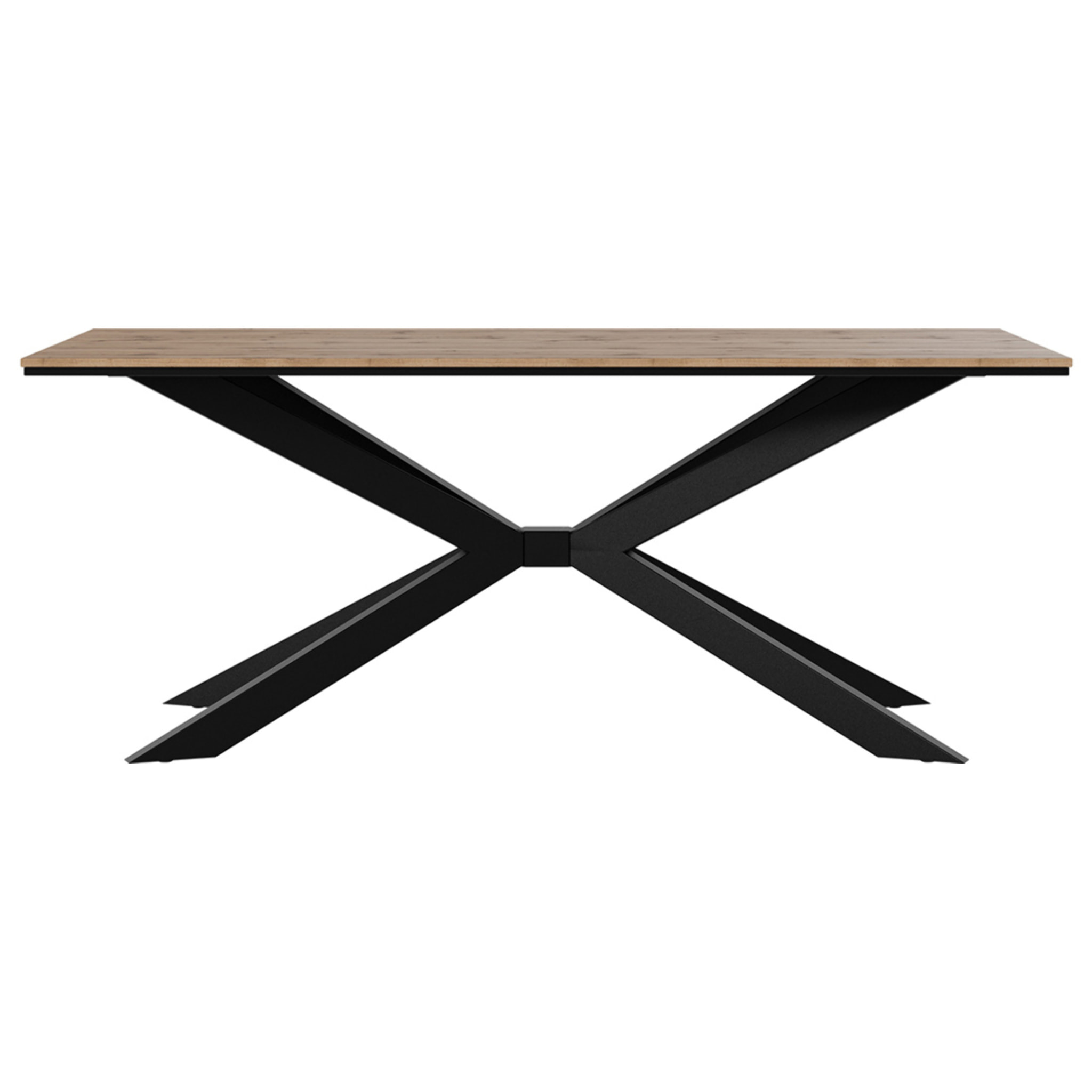 Casey - table à manger - plateau effet bois - pieds en métal - 4 à 8 personnes - Bois / Noir