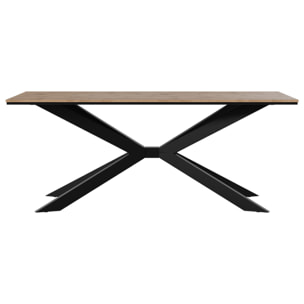 Casey - table à manger - plateau effet bois - pieds en métal - 4 à 8 personnes - Bois / Noir