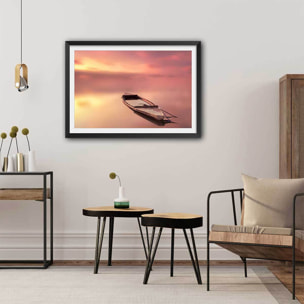 Affiche bateau coulé Affiche + cadre en bois - Noir