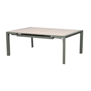 Table de jardin carrée 10 places Evasion extensible beige lin/laurier