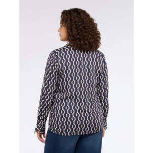 Fiorella Rubino - Blusa stampa geometrica in raso - Blu