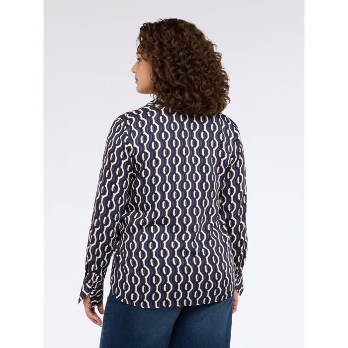 Fiorella Rubino - Blusa stampa geometrica in raso - Blu