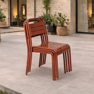 Ensemble de 4 chaises de jardin empilables terracotta EVORA