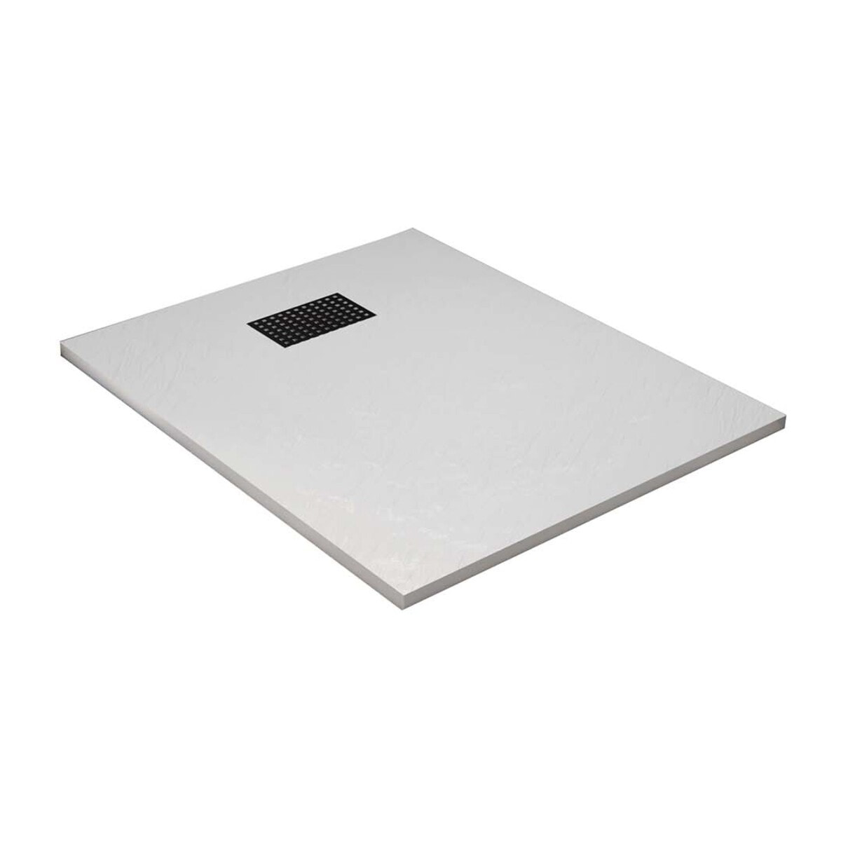 Receveur de douche Blanc Effet Pierre 80x100 cm et Grille décor Perforée Noire Mate