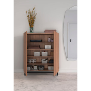 Zapatero melamina Volda nogal patas negro 112x90x27 cm