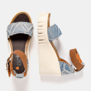 Sandalia de cuña 2085S JEANS DENIM-CUERO/ CATANIA color Denim-cuero