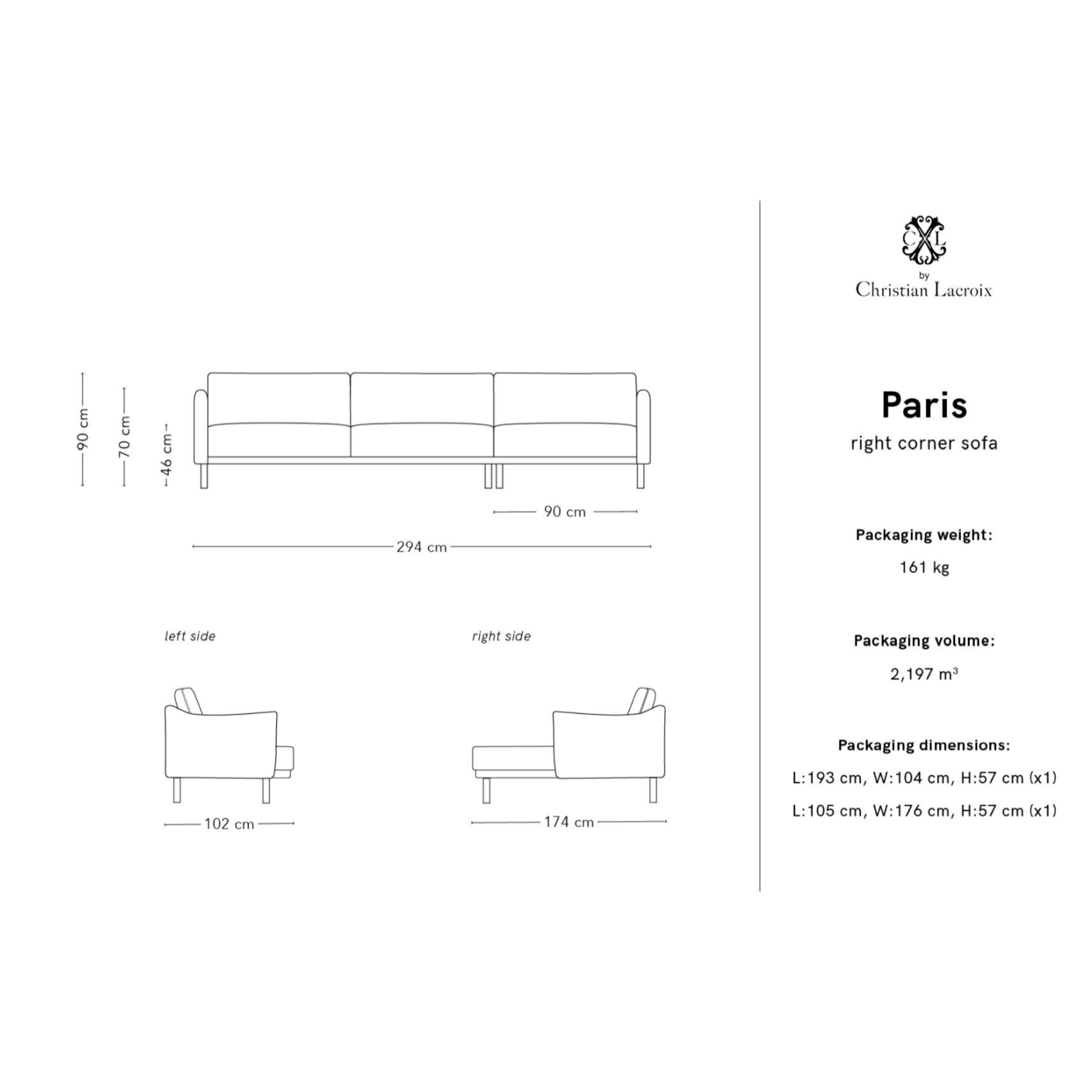 Canapé d'angle droit "Paris" 5 places en velours beige clair