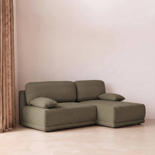 Banquette canapé d'angle droit convertible 3 places velours côtelé avec coffre NELSON