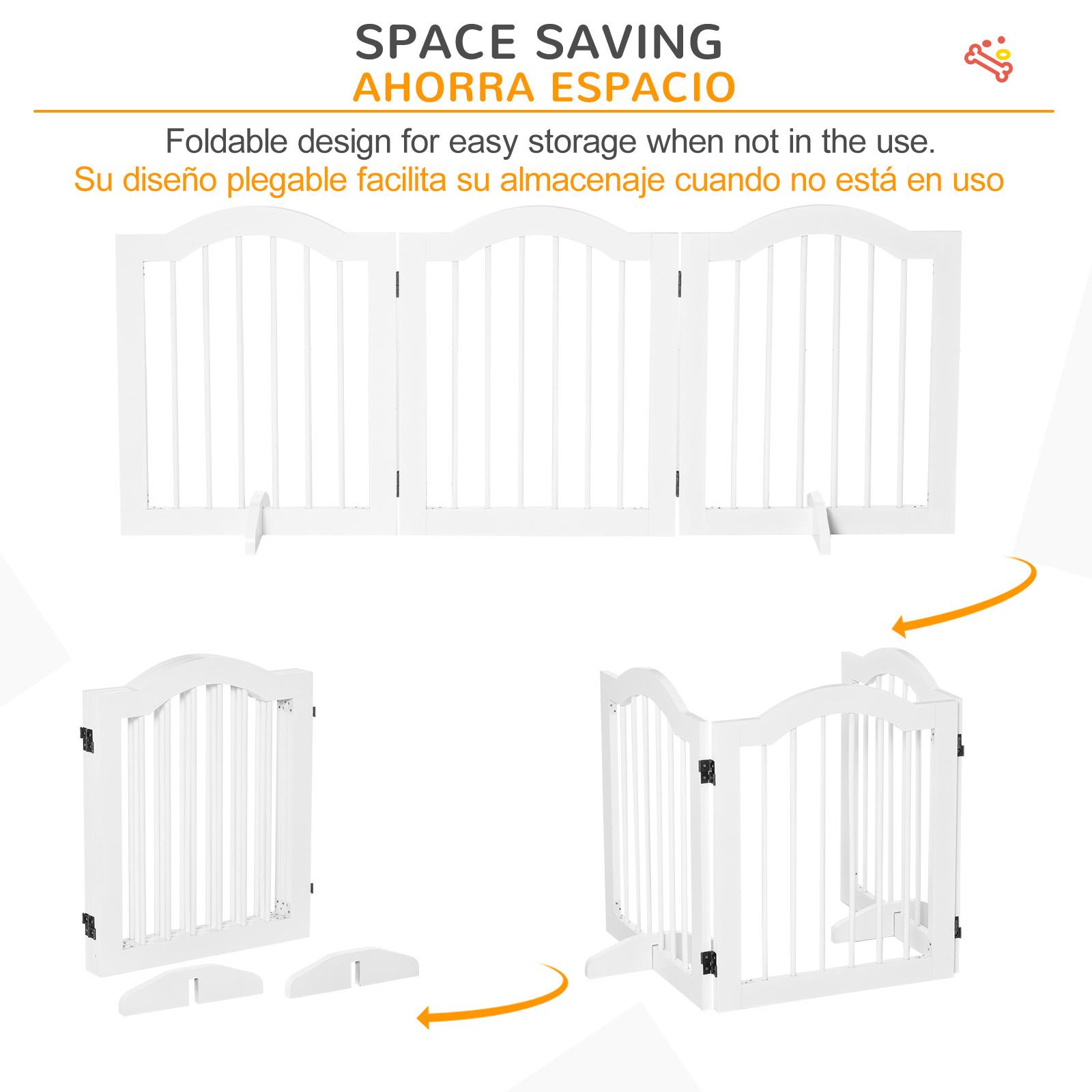 Barrera de Seguridad Plegable de Perros Pequeños con 2 Soportes 154,5x29,5x61 cm