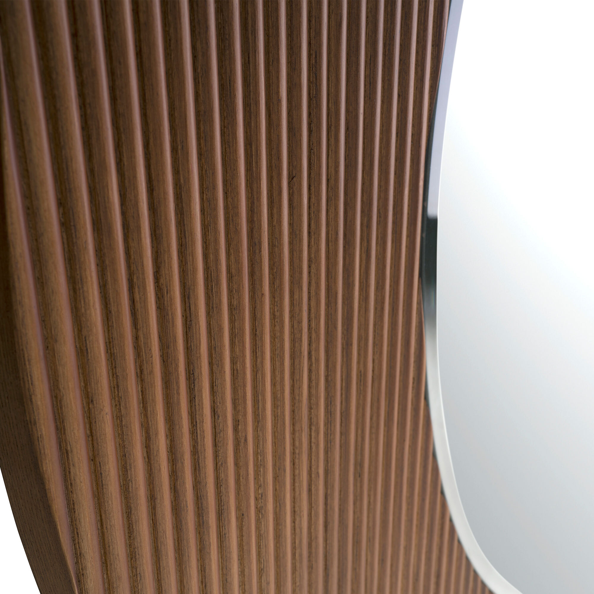 Espejo pared Angel Cerdá redondo con marco de madera en nogal 110x110x3cm