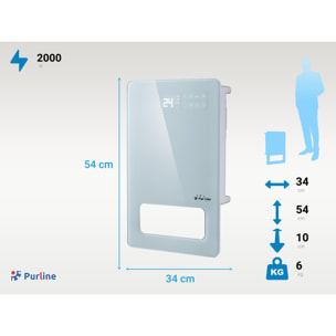 Scaldasalviette elettrico 2000W a basso consumo energetico con vetro temperato e display a LED