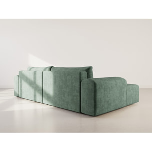 Rebecca - canapé d'angle gauche 4 places convertible avec coffre en velours texturé - Vert