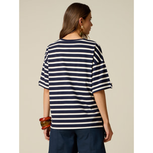 Oltre - Camiseta a rayas - Azul