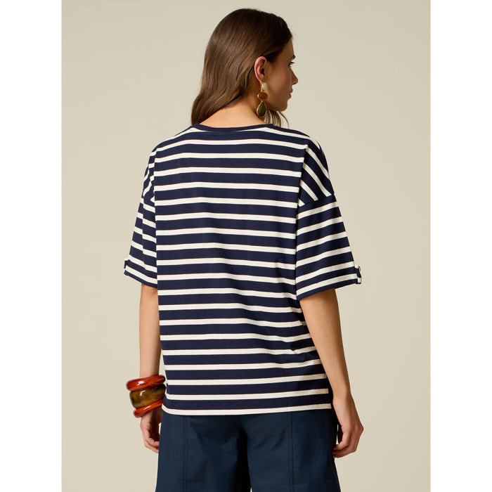 Oltre - Camiseta a rayas - Azul