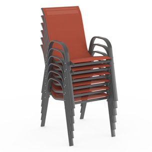 Chaises de jardin empilables textilène terracotta - lot de 6