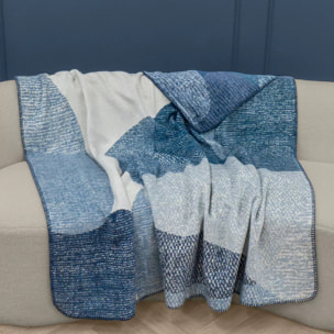 Plaid coton mélangé 415 g/m² motif jacquard bleu gris Aqua blu