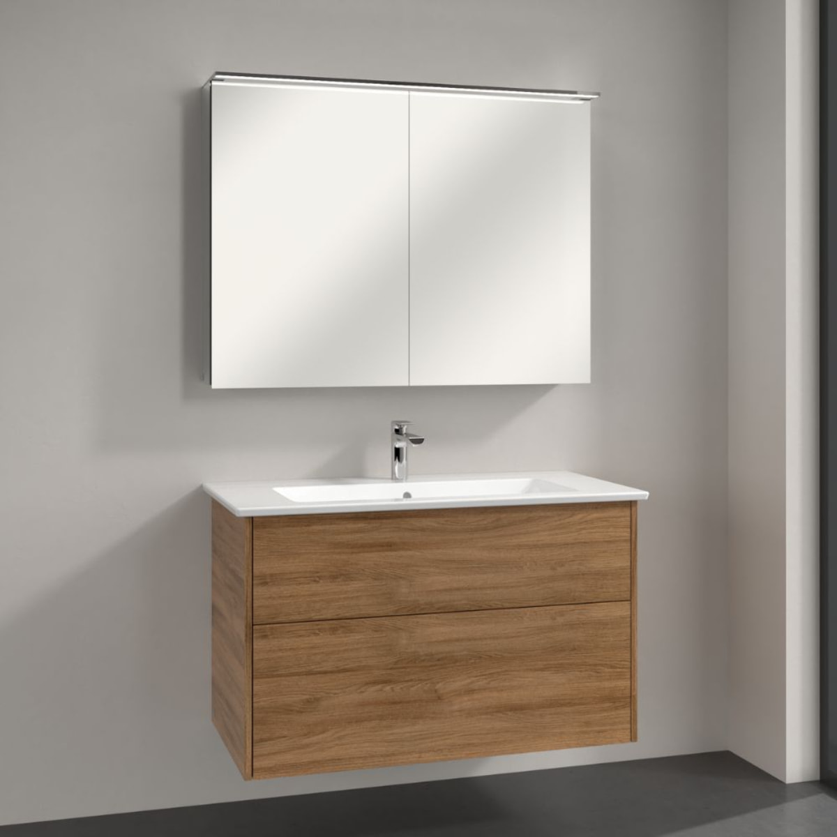 Armoire de toilette Finero en saillie avec éclairage 22 x 100,7 x 75,8 cm