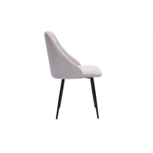 Chaises en tissu effet velours texturé beige et métal noir (lot de 2) HIGGINS