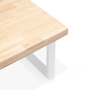 Mesa de centro fija con patas metálicas en blanco y roble salvaje 120x60 cm Natural Roble salvaje - Blanco