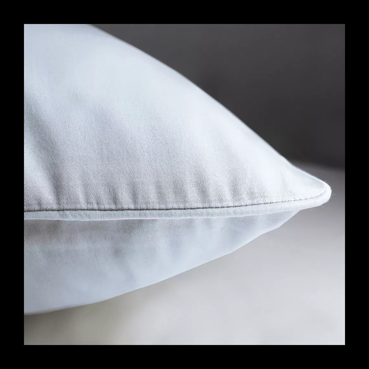 Lot de 2 taies satin de coton uni gris Ava uni glacier