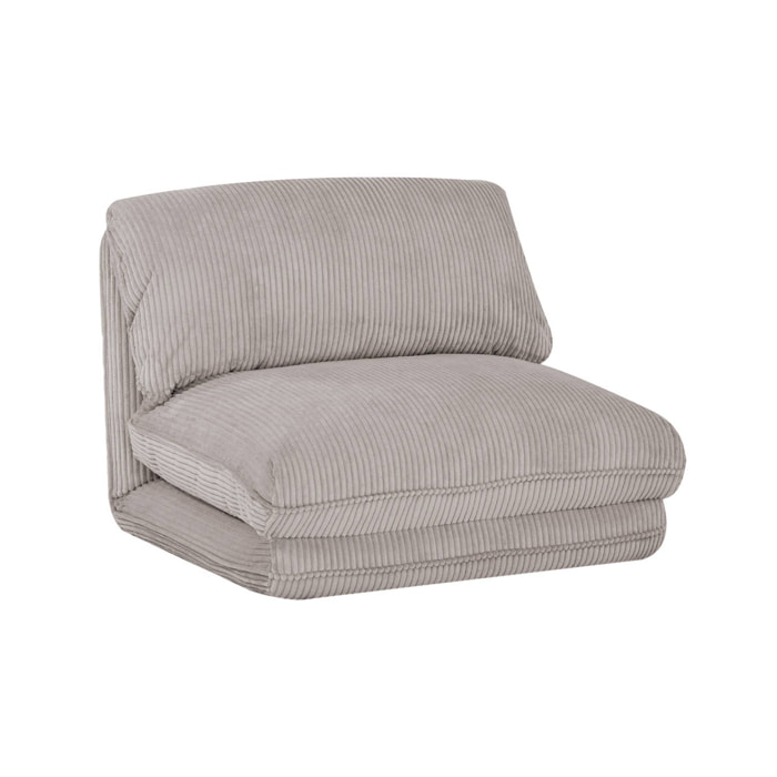 Chauffeuse matelas beige convertible velours côtelé grosse côte 1 place Cosy