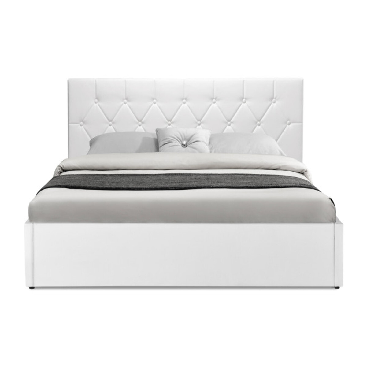 Lit coffre Hannah PVC avec sommier - Blanc