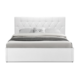 Lit coffre Hannah PVC avec sommier - Blanc