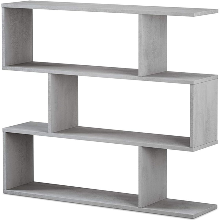 Libreria Friburgo Design Scaffale Mensola Moderna Grigio Cemento Mobile per Libri con Ripiani per Soggiorno Salotto 110 x 97 x 25 cm Grigio Cemento