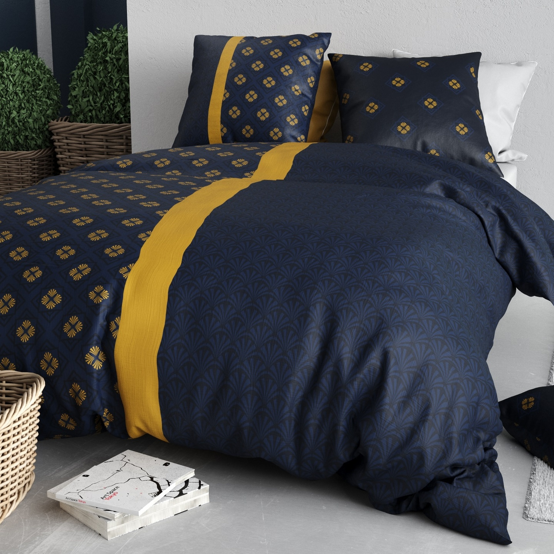 Parure housse de couette coton noir