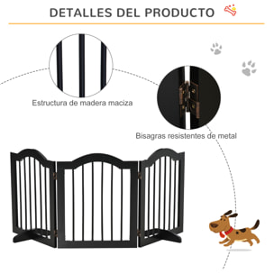 Barrera de Seguridad Plegable para Perros Pequeños Rejilla de Protección de 3 Paneles con Patas para Mascotas para Escaleras Pasillos 154,5x29,5x61 cm Negro