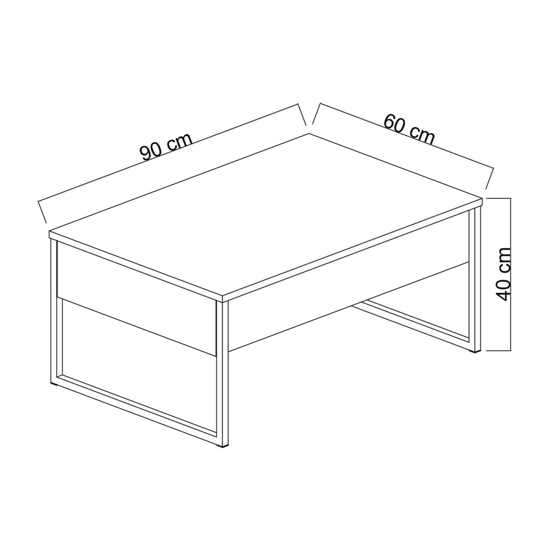 Tavolino da salotto Dgiagnon, Tavolo basso da caffè, Portariviste per divano, Ripiano da soggiorno, 90x60h40 cm, Noce e Oro