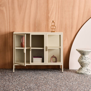 Buffet industriel métal et verre trempé 3 portes 100cm ARKANSAS