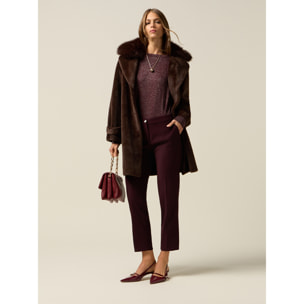 Oltre - Pantalones regular de pana - Burgundy