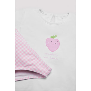 Set costume da bagno e maglietta a quadretti rosa baby