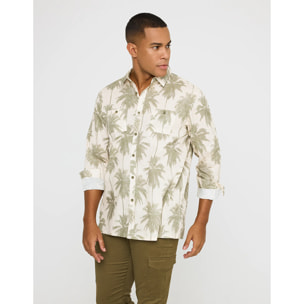 Camisa Manga Larga Estampado Tropical - Papiro