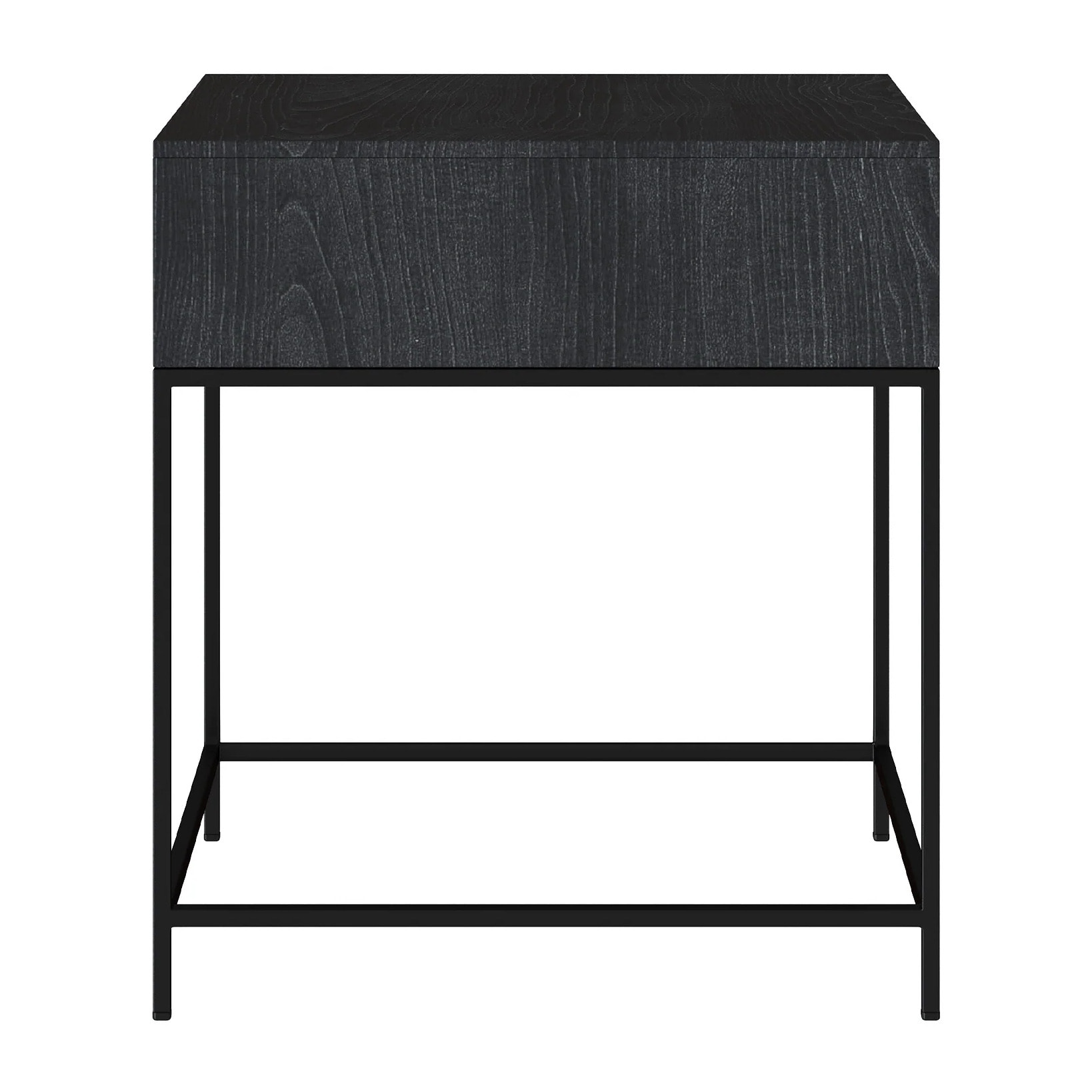 Table de chevet 1 tiroir en bois d'acacia et métal noir - Jakson