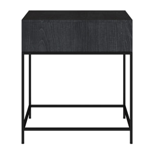 Table de chevet 1 tiroir en bois d'acacia et métal noir - Jakson